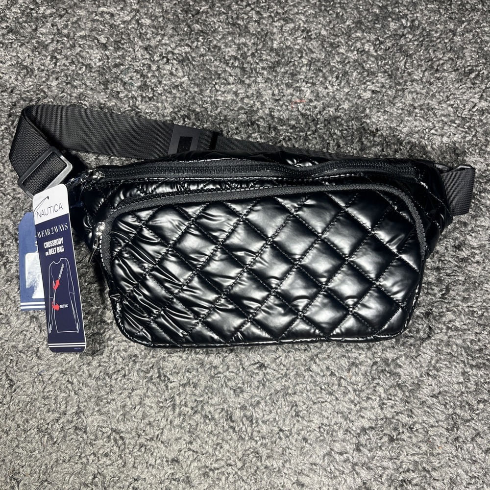 Nautica Bum Bag Quilted Black Crossbody Or A Belt Bag New‎